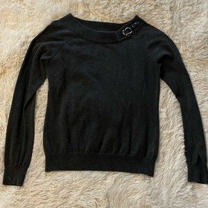 Ralph Lauren Dark Grey Sweater w/ Buckle Accent L